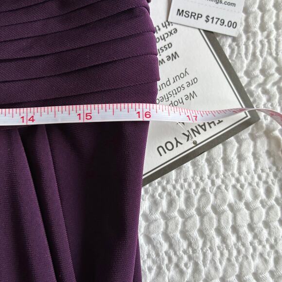 NWT Alex Evenings Dress Maxi 16 Purple Aubergine Cowl Pleat Mother of the Bride - Picture 16 of 16